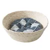 Japanese Style Cat Bed Rattan Four-season Universal Woven Couch Basket Nest Summer Cool Pet Supplies* 211111