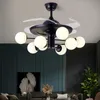 Modern Minimalist Tavan Fanı Işık Dekoratif LED Cam Kolye Chandleier Aydınlatma Yatak Odası lambası AC220V FANS
