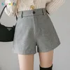 Donamol Plus Size Style 2021 Autumn Winter Women Woolen Tyg A-Line Shorts Casual Middle-midjig knapp bred ben Kvinnor
