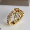 Anel de cobra BUGARI de alta qualidade, joias de luxo, diamantes femininos, designer banhado a ouro 18K, reproduções oficiais, anéis de casal de alta qualidade, presente requintado