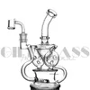 Double Recycler Bongs 인라인 여과기 Bong Heady Water Pipe 토네이도 유리 파이프 Oil Wax Rig Dab Rigs with 4mm 두꺼운 Quartz Banger