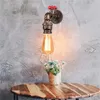 Endüstriyel Su Borusu Rust Duvar Işık Steampunk Vintage E27 Edison Lamba Sconce Lunminaire Corridor Cafe Bar Home318i