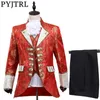 Pyjtrl Mężczyźni Pięcioczęściowy Zestaw Europa Styl Styl Marszałek Odzież Groom Wedding Red Mens Garnitury Party Stage Singer Costume X0909