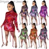 Casual Dresses Summer Long Sleeve Dress Sexy Women's Mesh Bandage Print Clothing Plus Size S/M/L/XL/2XL