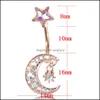 Navel & Bell Button Rings Body Jewelry Aprilwell One Piece Trendy Star Crystal For Women Aesthetic Moon Stainless Steel Piercing Drop Delive