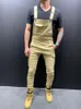 Mäns jeans män denim overall mode casual högkvalitativ streetwear cyklist fast färgficka 2022