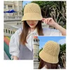 Geniş Ağız Şapkalar Katı Renk El Yapımı Tığ Disket Kadınlar Için Top Yaz Örgü Dome Kova Şapka Katlanabilir Plaj Kapaklar Oymak