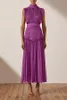 スタンドカラーソリッドパッチワークノースリーブプリーツハイウエスト足首長さのドレス女性モールゴス夏GX1009 210421