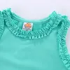 Mudkingdom Wzburzyć Letnie Toddler Dziewczyna Outfit Plised Bez Rękawów Tank Topy i Szorty Zestaw Dla Dziewczyn Cute Ubrania Kostium Solid 210615