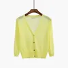 Women's Knits Women's & Tees Plus Size M-3XL Knitted Cardigan Sweater Women Summer Thin Air Conditioner Sunscreen V-Neck Candy Color