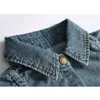 Denim Femmes Cardigan Cardigan Blouses et chemises Casual à manches courtes Cordon de cordon de cordon à lacets rétro Y2K Top été Sexy Streetwear Lady 210515