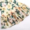 مصمم الأزياء اللباس الصيف المرأة اللباس الخامس الرقبة كاميليا الأزهار طباعة حورية البحر فساتين 210524