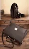 Vintage äkta läder mäns portfölj Läder Businessväska Män Laptop Väskor Tote med kodad lås handväska