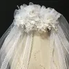 خمر الزفاف الأبيض الحجاب 75cm طول ثلاث طبقات الديكور 3d الزهور الزفاف الحجاب جودة عالية في المخزون