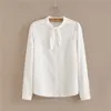 100% coton chemise de haute qualité femmes chemisier automne manches longues chemises blanches solides mince femme décontractée dames hauts 210419