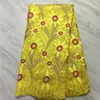 5 Yards/pc Bello Cercando Verde Limone Ricamo Tessuto di Cotone Africano Fiore Svizzero Voile Merletto A Secco Per Vestire PL12434