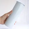 DIY Sublimacja kieliszki do wina Tumbler 20oz proste kubki plastikowe słomy 100% 304 stali nierdzewnej Slim bębnowa próżnia izolowana podróż butelka wody butelka