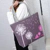 Shopping bag in tela con cerniera Sacs A Provisions Pour Femm Soft Touch Dandelion Bee Printing Casual Carry Eco Folding Women Tote Bag