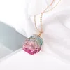 Zeven kleuren natuursteen kronkelende transparante kristallen hanger ketting ketting ketting veelkleurig