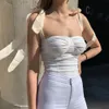 Jocoo Jolee Sexy Slashe Neck Push Up Cropped Tops Mujeres Elegante Lace Up Bow Straped Blusa Clubwear Chaleco sólido Camisa delgada 210518