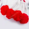 Bonnet d'hiver tricoté bicolore noël bonnets pompon rouge laine tricot blanc pur slouchy chunky crâne casquettes halloween patchwork sports de plein air chapeaux