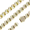 Nova Moda Charme Alta Qualidade Iced CZ Pulseira em Ouro Branco (12mm) Com Anel de Primavera Clasps Hip Hop Party Punk Moda Jóias Acessórios Para Homens Mulheres