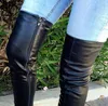 Knie Stiefel Frauen Niedrige Flache Heels Schuhe Frau Chaussure Zapatos Mujer Gladiator Vintage Leder Plus Größe Booties SF0887 695