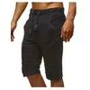 Vêtements de sport pour hommes pantalons de survêtement courts été décontracté mâle cordon élastique pantalon genou longueur Shorts Patchwork noir 210716