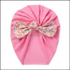 Berretti Cappelli Accessori Neonato, Bambini Maternità Neonato Nodo Turbante Cappello Annodato Stampa floreale Fiocco Avvolgente Fascia in cotone morbido Neonato Tod