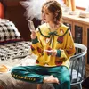 Pyjamas sets Women Autumn cute kawaii Nightgowns Girls Princess Cotton long Sleeves Plus Size Home wear Ruffle sleepwear 211007