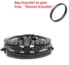 3-teiliges Set römischer Armreif Ziffer Titan Stahl Armband Paar Charm Armband Krone für Liebhaber Armbänder für Frauen Männer Luxus Jewelr236I