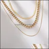 Strängar, strängar halsband hänger smycken vintage punk stil MTI lager kedja mode guld pläterad Snake Choker halsband set för kvinnor Hz