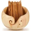 Sewing Notions & Tools Wooden Yarn Bowl,Wood Storage Bowl With 12Pcs Bamboo Crochet Hooks For Crocheting Knitting DIY Crafts