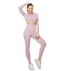Sooners 322 Hayati Kadın Spor Takım Yoga Set Gym Egzersiz Giysileri Uzun Kollu Fitness Mahsul Top Yüksek Bel Enerji Diksiz Taytlar313s