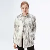 Ethel Anderson Real Farm Cappotto di pelliccia di coniglio Giacca a righe da donna Luxury Parka Wedding 68cm Giacca di pelliccia Donna Inverno 211022