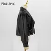 Różowy Java QC20003 Przyjazd Prawdziwa skórzana kurtka damska płaszcz prawdziwy owiec skórzany płaszcz Luksusowa sukienka mody 211007