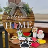 Wooden Board Round Wreath Hanging Seasonal Welcome to Our Home Sign Front Door Sign Interchangeable Pendants for Greeting Q0812