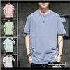 T-shirts T-Shirts S Kleidung Kleidung Drop Lieferung 2021 Kurzer Mens Halbhülse Marke Koreanische Mode Hong Kong-Stil Gefälschte Zwei T-Shirt Rosa Obermaterial