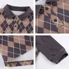 Vintage Argyle Plaid Brown Oversized Y2K Sweatshirts Women Fashion Autumn Harajuku 90s Aesthetic Sweat Shirt Pullover Tops 210415