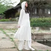 Johnature Women Hooded Cotton Linen Dresses Long Sleeve Kangaroo Pocket Vintage Robes Spring Solid Color Female Dress 210521