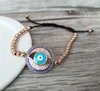 10 stks Micro Pave CZ Turkse stijl Evil Eye Connector Charm Kralen Armband Gevlochten Macrame Handcraft Sieraden Xmas Gift BG147