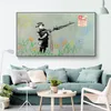 Graffiti Art Banksy Pittura su tela Bambini Pipì Pioggia colorata Astratta Poster e stampe Immagini di arte della parete per soggiorno Casa 250f