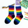 Skarpety 1-8 lat Rainbow dla dzieci Jesień Baby Girls Boys School Clothing Children 3 5 7 Bawełniane Sporty Paski