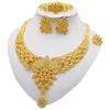 Earrings & Necklace African 24k Gold Color Jewelry Sets For Women Dubai Bridal Wedding Gifts Choker Bracelet Ring Jewellery Set271x