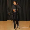 Women's Two Piece Pants Sheer Mesh Bandage Set Woman See Through Crop Top And Pencil Night Club Party Bodycon Outfits Plus Size S-XXL