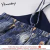 Yitimuceng Floral Spaghetti Strap Robes Femmes D'été Fourche Fendue Épaule Nue Sexy Taille Haute Robe Midi Mode Coréenne 210601