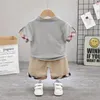 Mignon été bébé garçons vêtements ensembles col rabattu enfants à manches courtes T-shirt + Shorts 2 pièces ensemble enfants costume garçon tenues