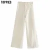 Białe spodnie dżinsowe wysokiej talii proste spodnie damskie lato streetwear 210421