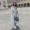 Kvinnors Trench Coats Women Coat Windbreaker Vit Dubbelbröst Koreansk stil Lady Office Med Bälte Kvinnlig Ytterkläder Vår