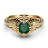 Diwenfu 14K 여성을위한 정품 드 Bizuteria Anillos Mujer 14 K Gold Jewelry Natural Emerald Ring Box